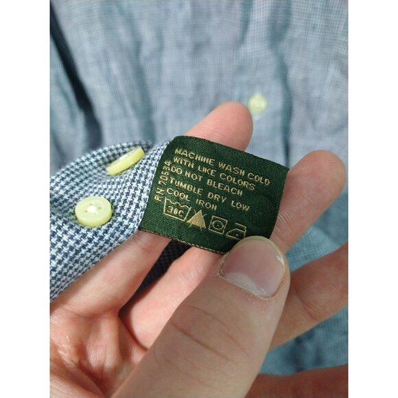 Orvis Shirt Mens XXL 2XL Black White Micro Houndstooth Linen Long Sleeve Casual - Picture 7 of 9